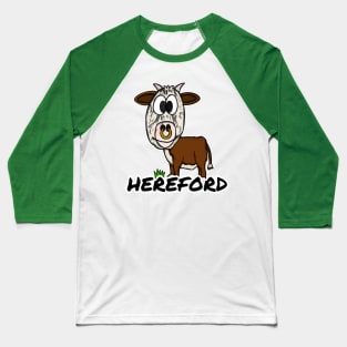 Hereford Cattle Livestock Farmer Texas Herefordshire Funny Baseball T-Shirt